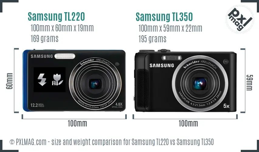 Samsung TL220 vs Samsung TL350 size comparison