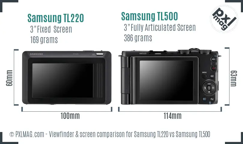 Samsung TL220 vs Samsung TL500 Screen and Viewfinder comparison