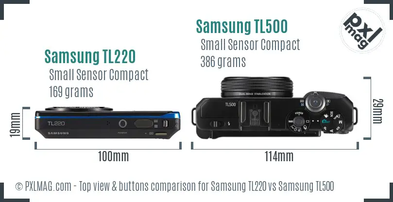 Samsung TL220 vs Samsung TL500 top view buttons comparison