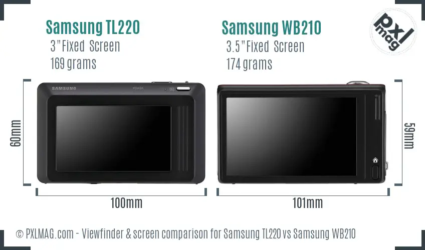 Samsung TL220 vs Samsung WB210 Screen and Viewfinder comparison