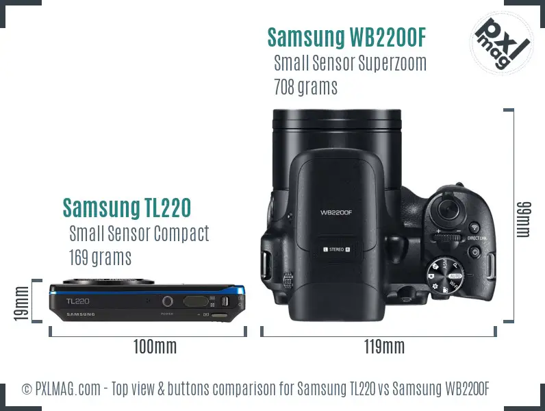 Samsung TL220 vs Samsung WB2200F top view buttons comparison