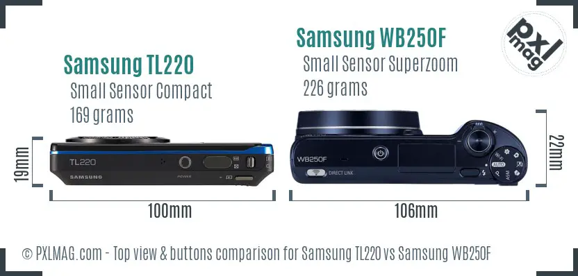 Samsung TL220 vs Samsung WB250F top view buttons comparison