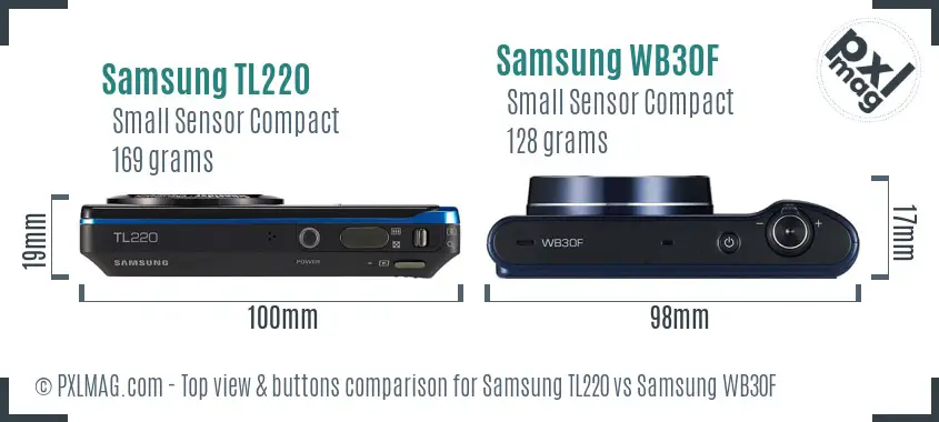 Samsung TL220 vs Samsung WB30F top view buttons comparison