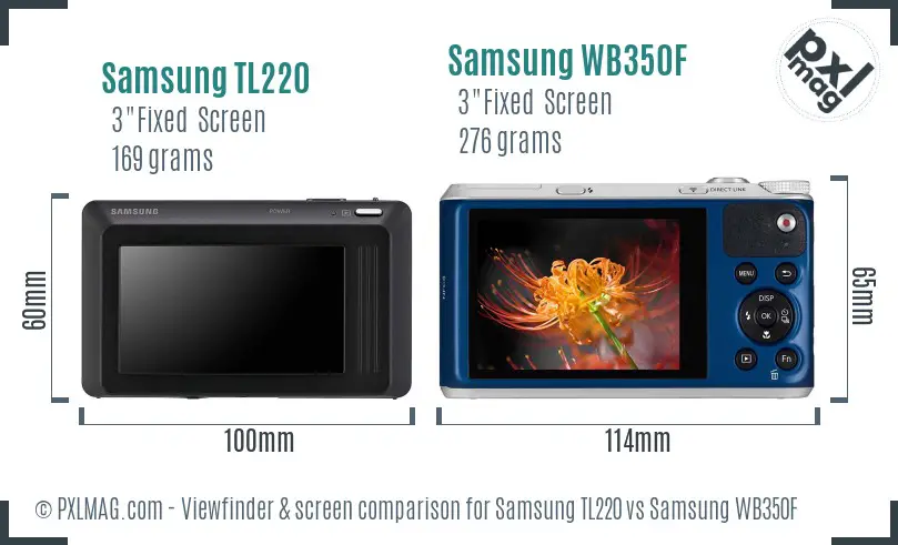 Samsung TL220 vs Samsung WB350F Screen and Viewfinder comparison