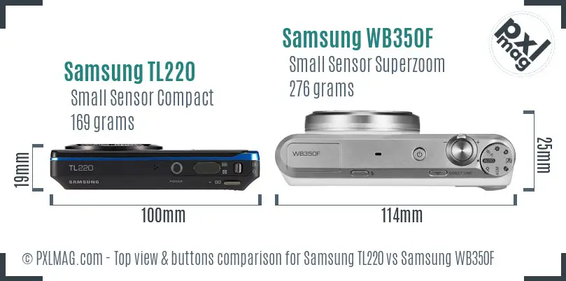 Samsung TL220 vs Samsung WB350F top view buttons comparison