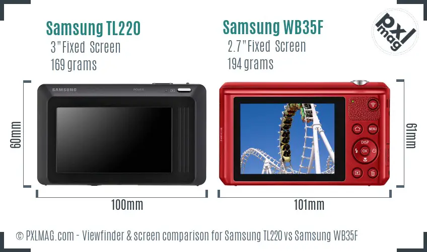 Samsung TL220 vs Samsung WB35F Screen and Viewfinder comparison
