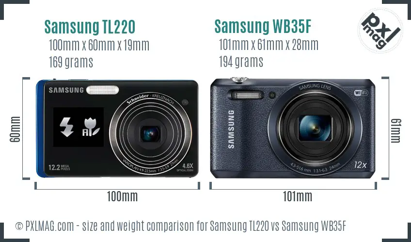Samsung TL220 vs Samsung WB35F size comparison