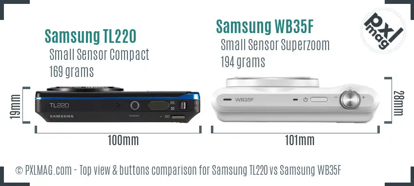 Samsung TL220 vs Samsung WB35F top view buttons comparison