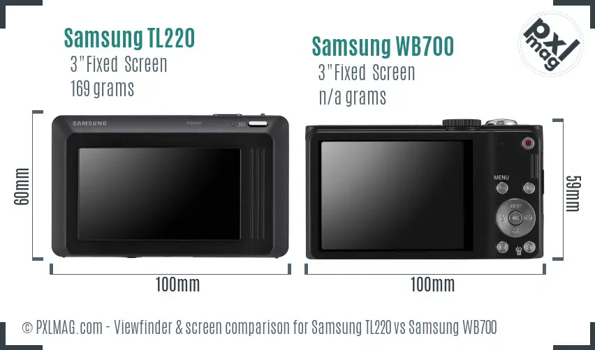 Samsung TL220 vs Samsung WB700 Screen and Viewfinder comparison