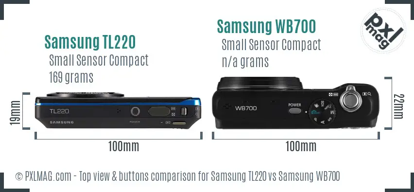 Samsung TL220 vs Samsung WB700 top view buttons comparison