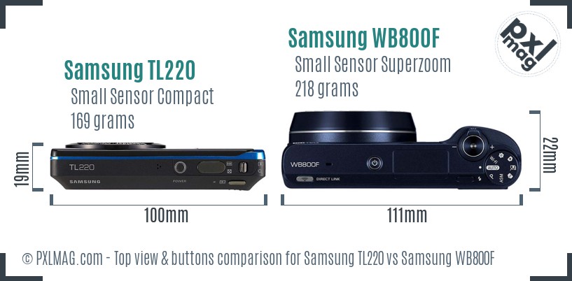 Samsung TL220 vs Samsung WB800F top view buttons comparison