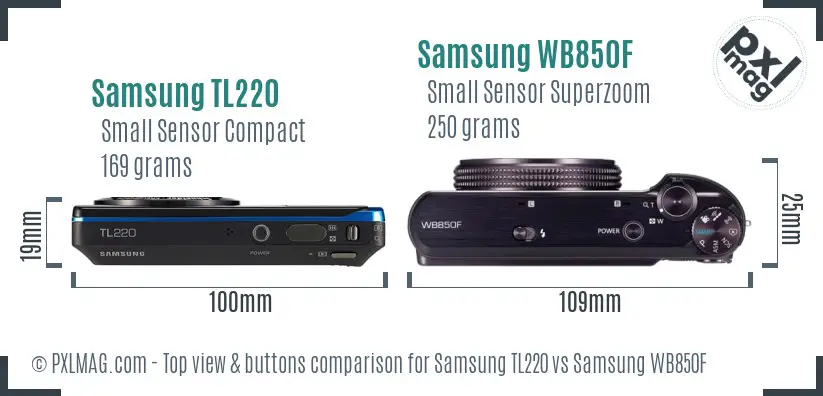 Samsung TL220 vs Samsung WB850F top view buttons comparison