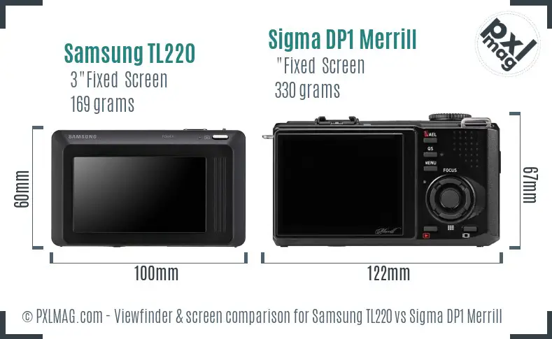 Samsung TL220 vs Sigma DP1 Merrill Screen and Viewfinder comparison Samsung TL220 vs Sigma DP1 Merrill Screen and Viewfinder comparison