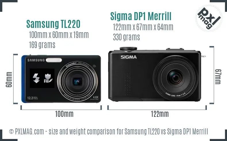 Samsung TL220 vs Sigma DP1 Merrill size comparison Samsung TL220 vs Sigma DP1 Merrill size comparison
