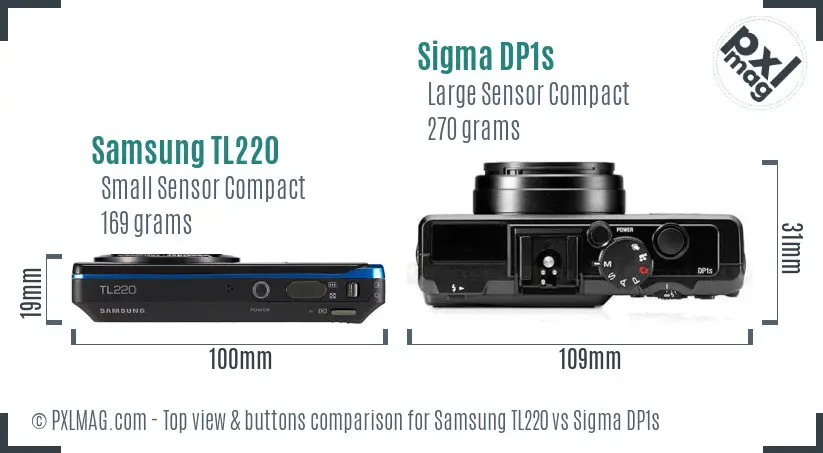 Samsung TL220 vs Sigma DP1s top view buttons comparison