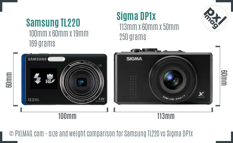 Samsung TL220 vs Sigma DP1x size comparison