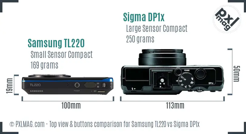 Samsung TL220 vs Sigma DP1x top view buttons comparison