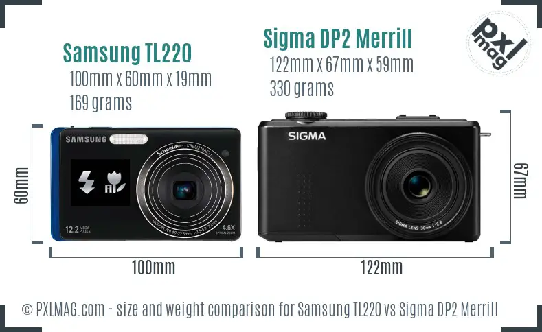 Samsung TL220 vs Sigma DP2 Merrill size comparison