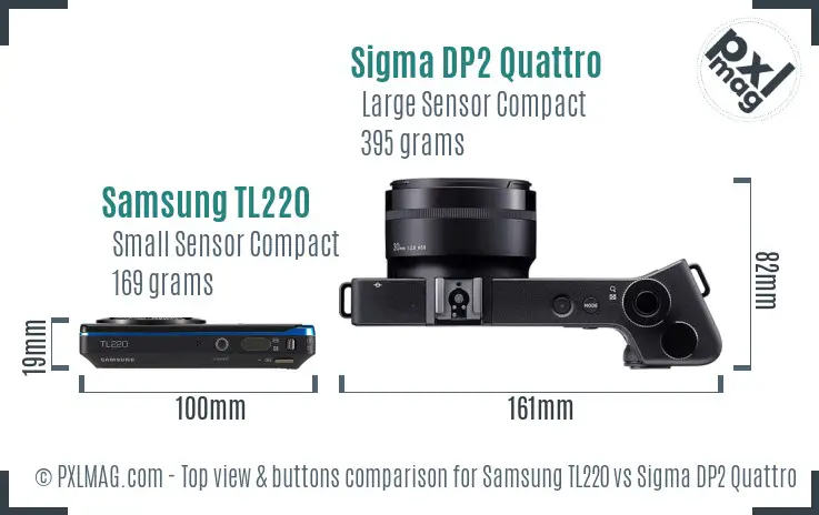 Samsung TL220 vs Sigma DP2 Quattro top view buttons comparison