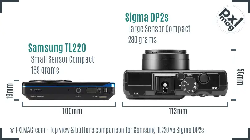 Samsung TL220 vs Sigma DP2s top view buttons comparison