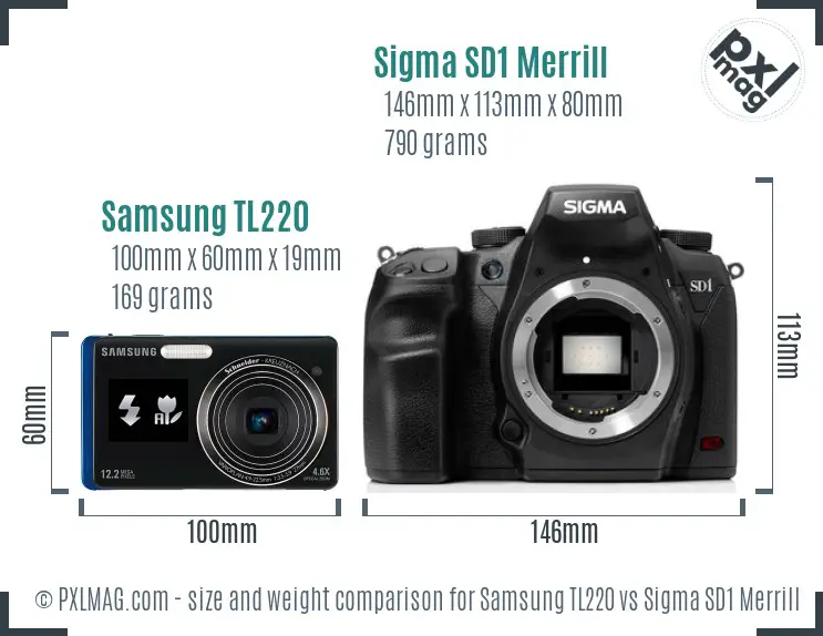 Samsung TL220 vs Sigma SD1 Merrill size comparison