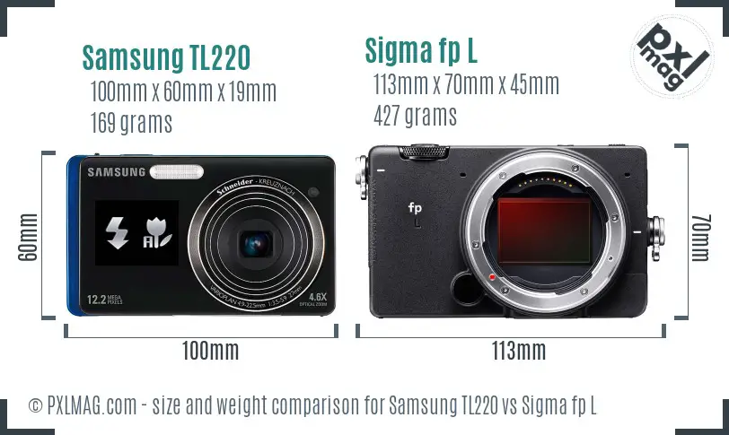 Samsung TL220 vs Sigma fp L size comparison
