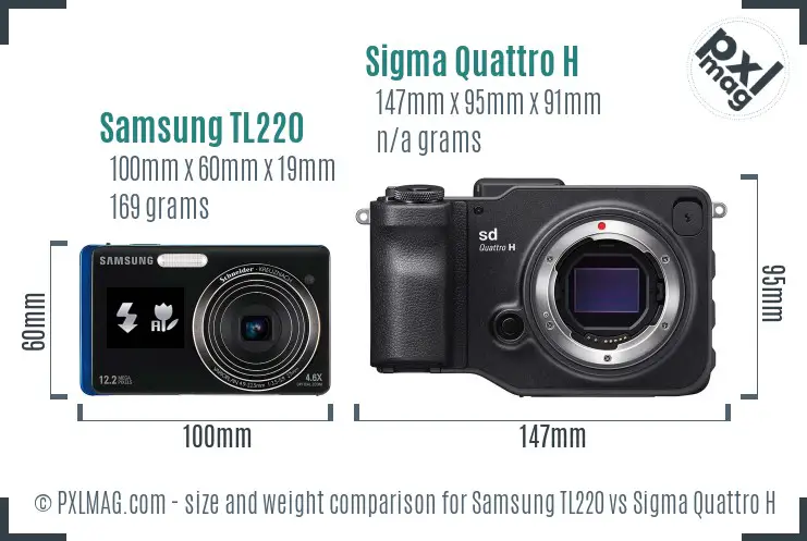 Samsung TL220 vs Sigma Quattro H size comparison