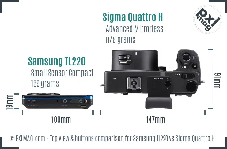 Samsung TL220 vs Sigma Quattro H top view buttons comparison