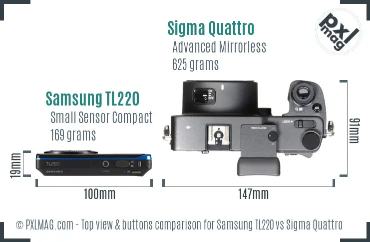 Samsung TL220 vs Sigma Quattro top view buttons comparison