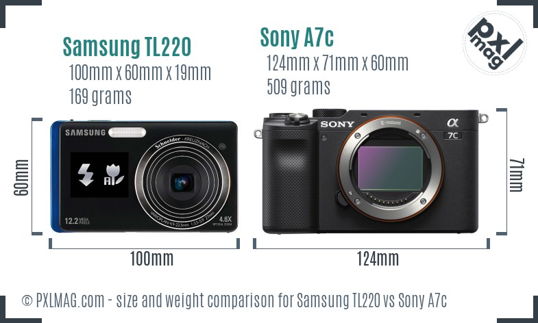 Samsung TL220 vs Sony A7c size comparison Samsung TL220 vs Sony A7c size comparison