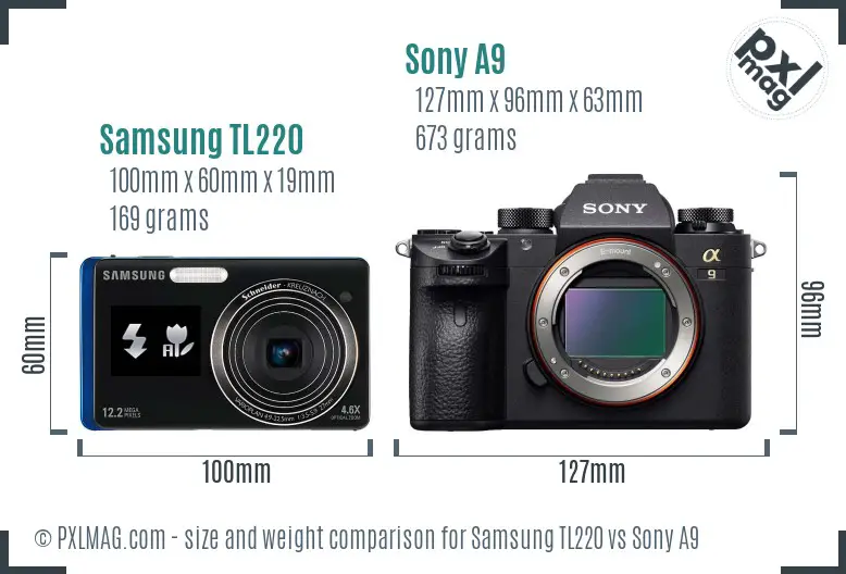 Samsung TL220 vs Sony A9 size comparison Samsung TL220 vs Sony A9 size comparison
