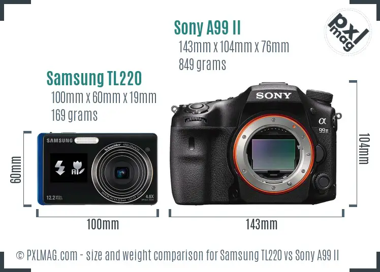 Samsung TL220 vs Sony A99 II size comparison Samsung TL220 vs Sony A99 II size comparison
