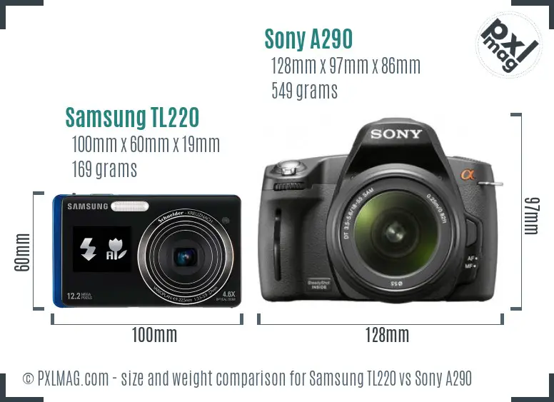 Samsung TL220 vs Sony A290 size comparison