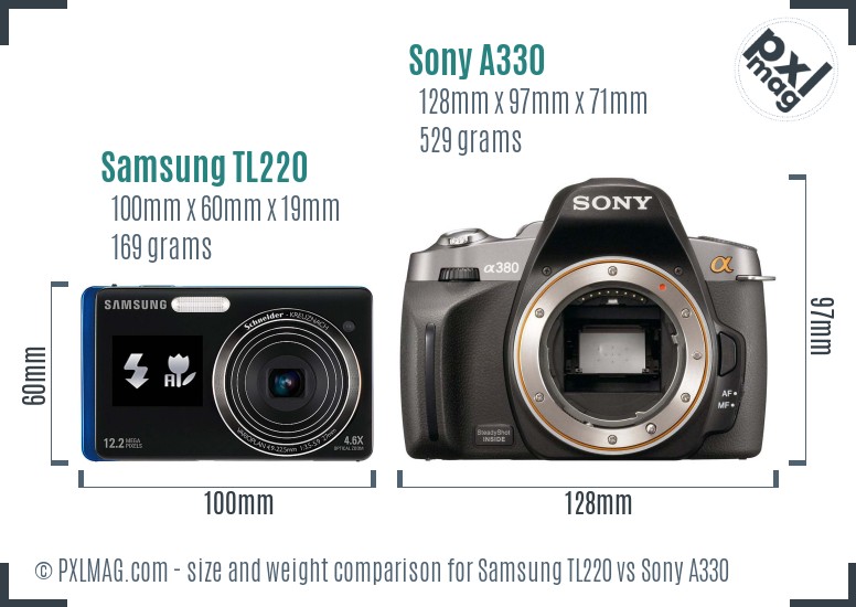 Samsung TL220 vs Sony A330 size comparison Samsung TL220 vs Sony A330 size comparison