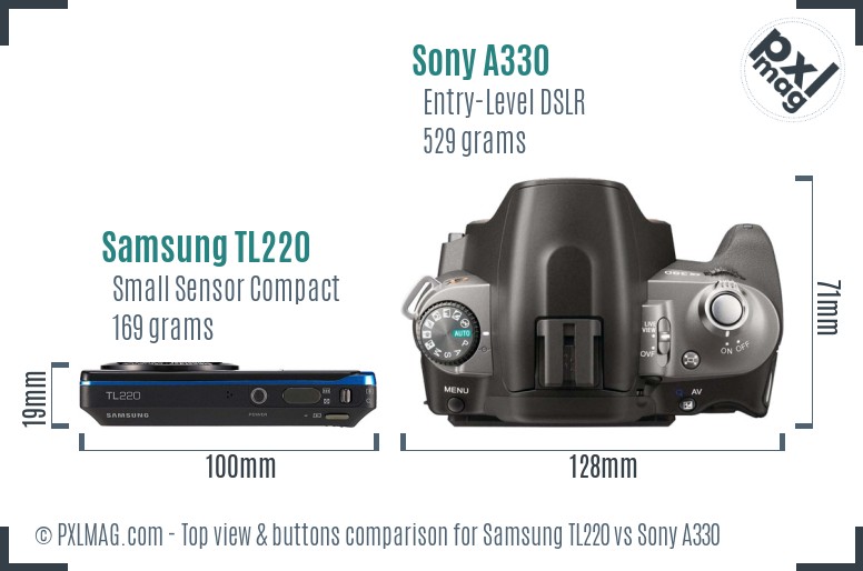 Samsung TL220 vs Sony A330 top view buttons comparison
