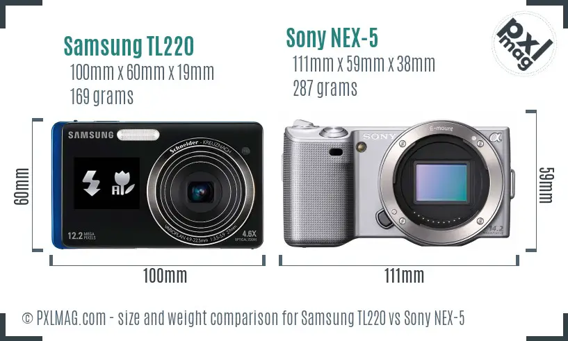 Samsung TL220 vs Sony NEX-5 size comparison