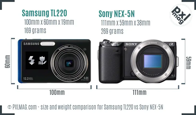 Samsung TL220 vs Sony NEX-5N size comparison