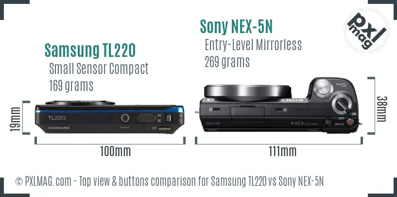Samsung TL220 vs Sony NEX-5N top view buttons comparison