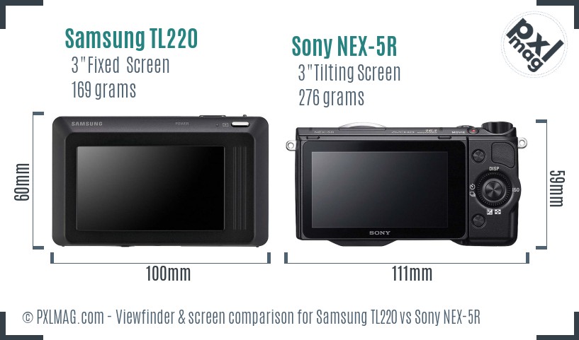 Samsung TL220 vs Sony NEX-5R Screen and Viewfinder comparison