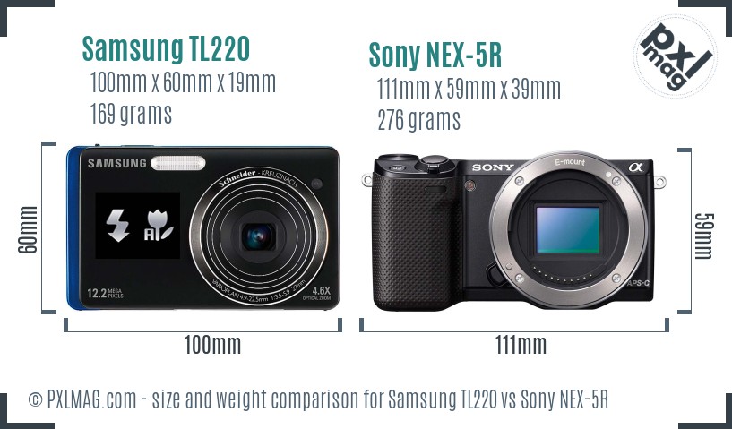 Samsung TL220 vs Sony NEX-5R size comparison