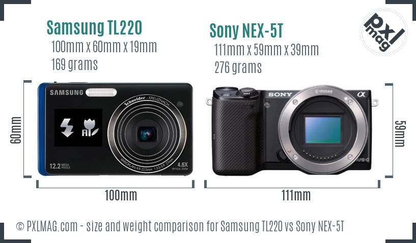 Samsung TL220 vs Sony NEX-5T size comparison Samsung TL220 vs Sony NEX-5T size comparison