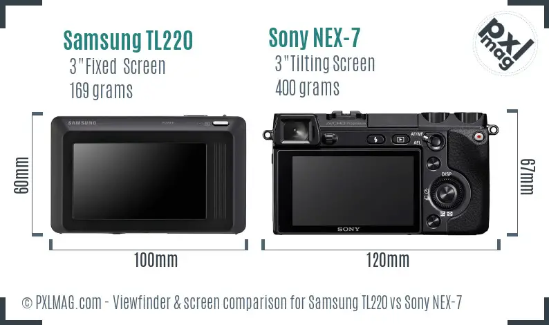 Samsung TL220 vs Sony NEX-7 Screen and Viewfinder comparison