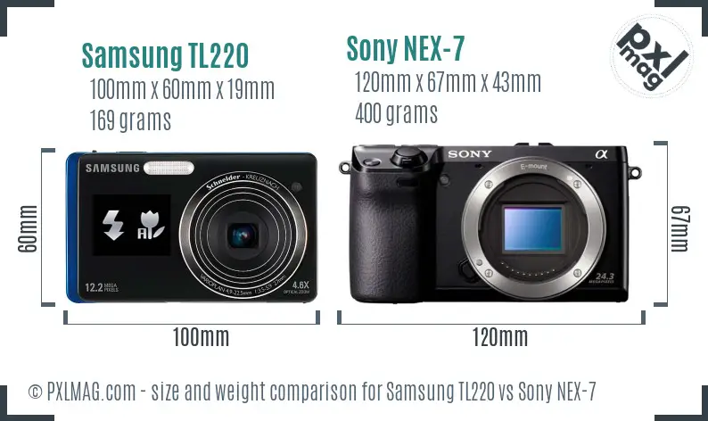 Samsung TL220 vs Sony NEX-7 size comparison Samsung TL220 vs Sony NEX-7 size comparison