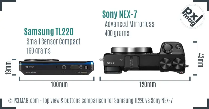 Samsung TL220 vs Sony NEX-7 top view buttons comparison
