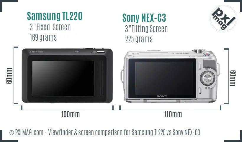 Samsung TL220 vs Sony NEX-C3 Screen and Viewfinder comparison
