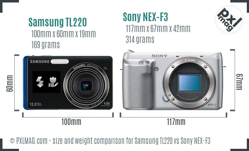 Samsung TL220 vs Sony NEX-F3 size comparison Samsung TL220 vs Sony NEX-F3 size comparison