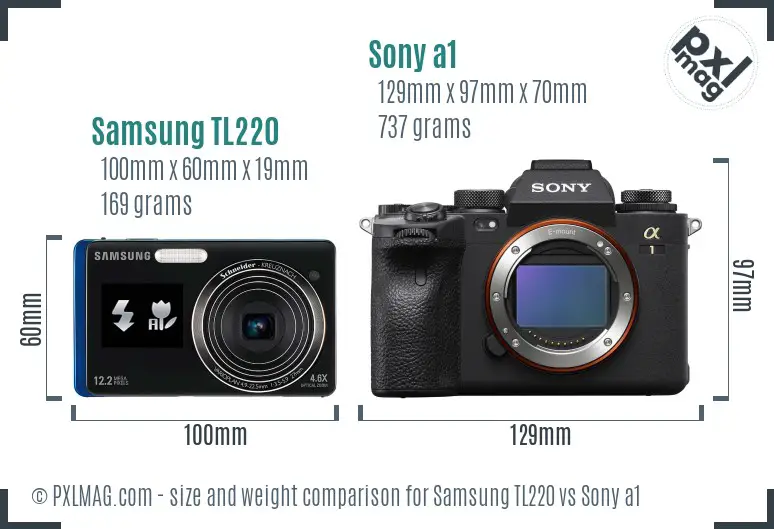 Samsung TL220 vs Sony a1 size comparison Samsung TL220 vs Sony a1 size comparison