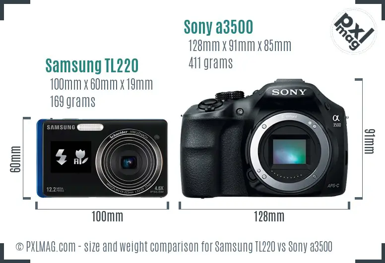 Samsung TL220 vs Sony a3500 size comparison