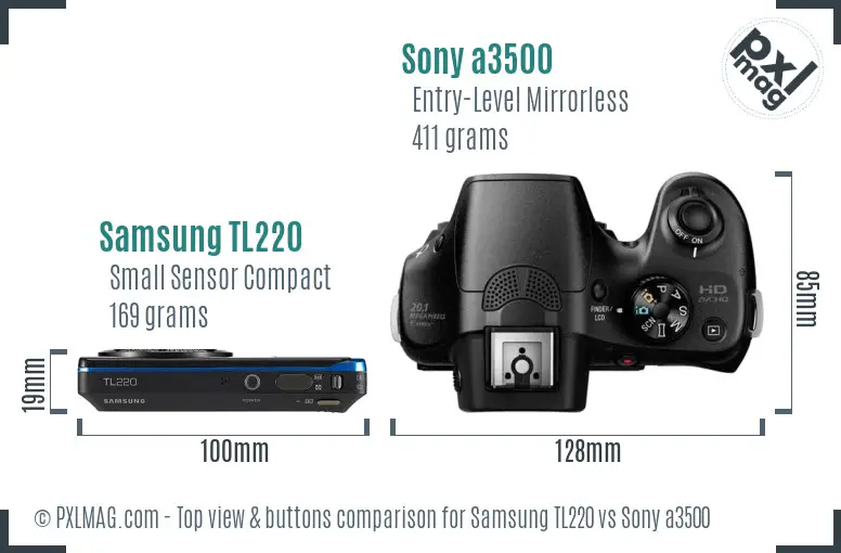 Samsung TL220 vs Sony a3500 top view buttons comparison