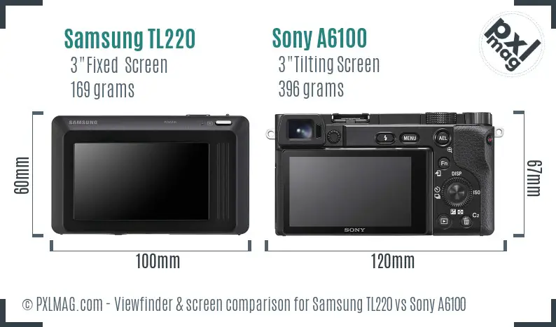 Samsung TL220 vs Sony A6100 Screen and Viewfinder comparison